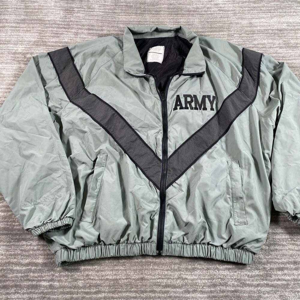 Vintage US Army IPFU Jacket Mens Medium Gray Unicor Running Windbreaker 90s
